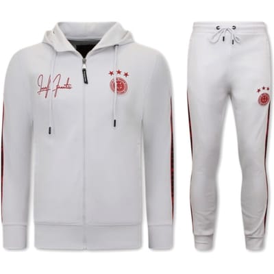 Mannen Trainingspak - Hooded Ribbon - Wit / Rood