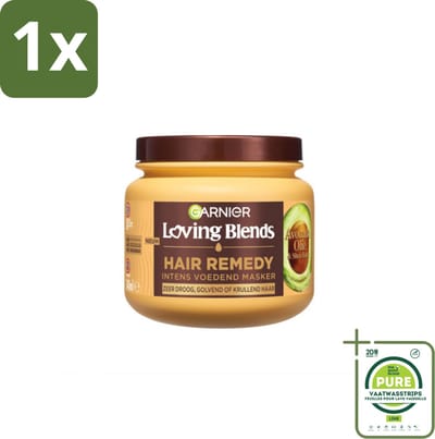 1 x Garnier - Loving Blends - Haarmasker - Avocado Olie & Shea Boter - Ultra Voedend - Golvend & Krullend Haar - 340 ml - Haar Masker - Avocado Olie - Shea Boter - Droog Haar - Pluizig Haar