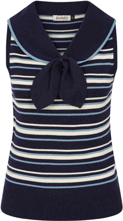 Banned - Maisie Striped Gebreide trui - S - Blauw