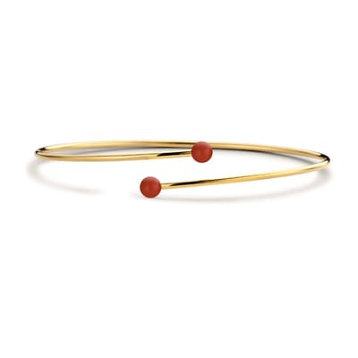 CO88 Collection 8CB-90874 Stalen Armband - Dames - Bangle - Jaspis - Rood - 4 mm Doorsnee - 58 x 49 mm - 2,1 mm dikte - Staal - Goudkleurig