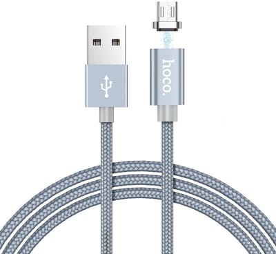 Magnetisch Micro USB Oplaadkabel - Magnetische Oplader met Data Transfer - Nylon gevlochten met aluminium behuizing - Hoco U40a