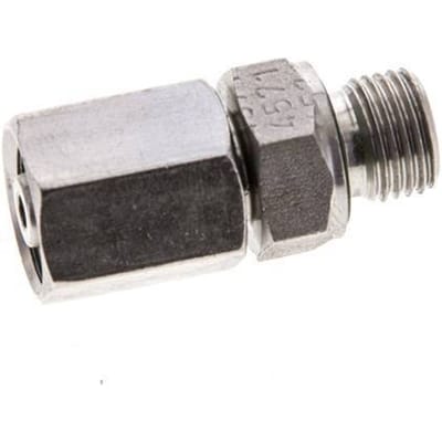 6L & M10x1 RVS Rechte Draaidoorvoer Buitendraad 315bar FKM O-ring en Afdichtconus Verstelbaar ISO 8434-1