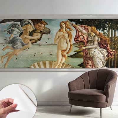 Coloray Zelfklevend Behang - De geboorte van Venus Zelfklevend fotobehang - 250x104 cm - Zwart Zelfklevend Behang - Voor de woonkamer, slaapkamer en kantoor - Plakklare achterzijde - Stickerbehang op rol