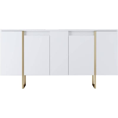 Asir - Troosten - Wit, Goud - 100% met melamine gecoat spaanplaat - 40 x 170 x 19 cm