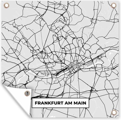 Tuin poster Stadskaart - Duitsland - Kaart - Plattegrond - Frankfurt Am Main - 200x200 cm - Tuindoek