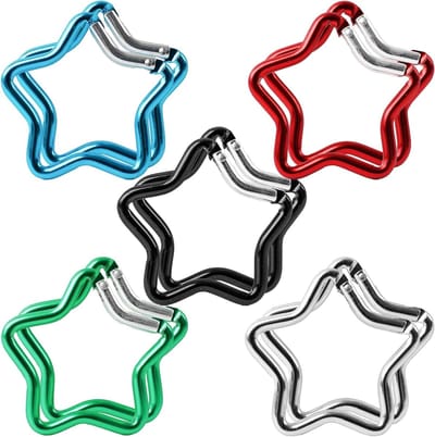 10 Stuks Schattige Carabiners in Stervorm, Sleutelhangers en Metalen Haakjes voor Buitenactiviteiten, Verkrijgbaar in 5 Kleuren