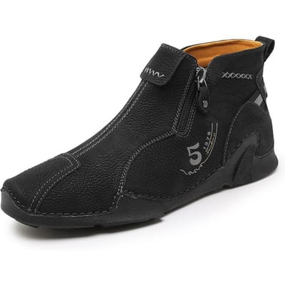 Heren Herfst en Winter plus Size Mode Rits Britse Leren Laarzen Antislip Casual Laarzen Mode High-Top 48 zwart