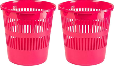 Plasticforte Afvalbak/vuilnisbak/kantoor prullenbak - 2x stuks - plastic - fuchsia roze - 28 cm