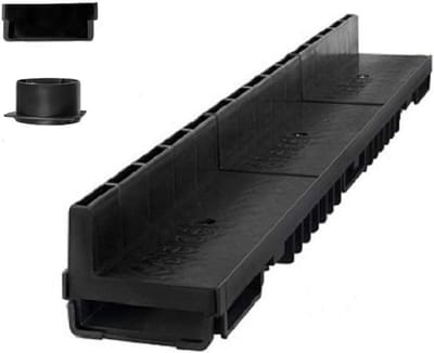 Sleufgoot Afwatering - Platte Goot Tuin - Waterafvoer Garages - Belastingsklasse B125 - 6 Meter Set - Zwart