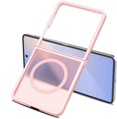 CaseMania Backcase hoesje geschikt voor Samsung Galaxy Z Flip 7 - Roze - TPU (Zacht) - Frozen Frosted look - Compatible met MagSafe & Qi2