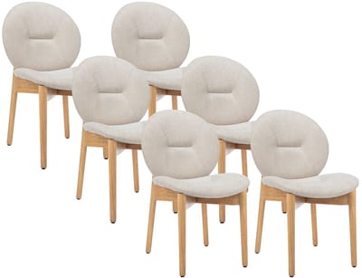 Vente-unique Set van 6 stoelen van stof en heveahout - Beige - ISADIO