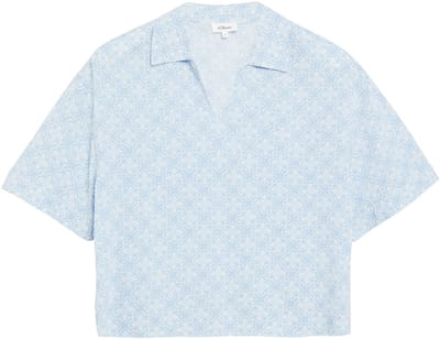 Vloeiende Viscose Blouse met V-hals en All-Over Afdruk, Scheef Kraag Kust Vrouw s.Oliver