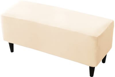 Meble odNowa - Dubbel Voetenbank Poef - Krem/Beige - Welurowe