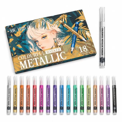 18-delige set acrylstiften - waterbestendig - voor modelfiguren, bullet journals en wenskaarten - in papieren doos