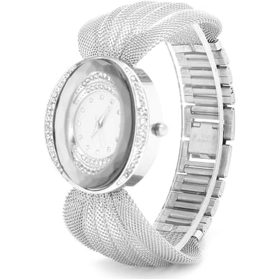 Montre Femme Tendance Bracelet Maille Large Quartz Brillant Élégant Montre Bracelet pour FemmeArgent argenté