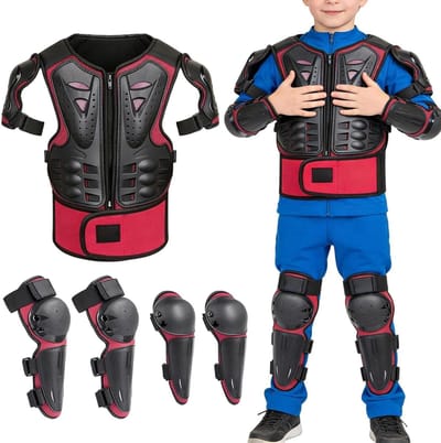 Motorcross Beschermingsset - Veiligheidsuitrusting Kinderen - Outdoor Sporten - Naadloos 5-Delig Systeem - 50 x 30 x 10 cm - Rood