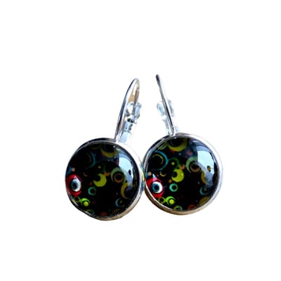 2 Love it Retro K - Oorbellen - Geel - Blauw - Groen - Rood - Zwart - Zilverkleurig
