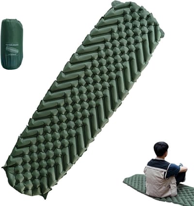 Opblaasbaar Slaapmatje - Luchtbed Kamperen - Buiten Ontspannen - Voetpomp Ingebouwd - 183 x 55 cm - Blauw