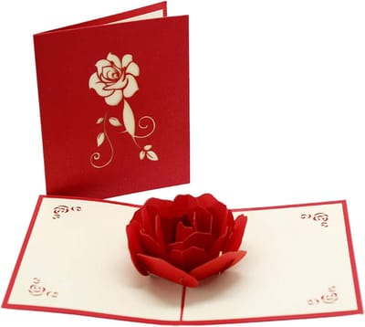 Luxe 3D Pop-up Wenskaart met Roze Rozen voor Verjaardag en Liefde