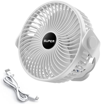 Draagbare campingventilator, oplaadbare ventilator op batterijen met haak, USB-ventilator met ophangkoord