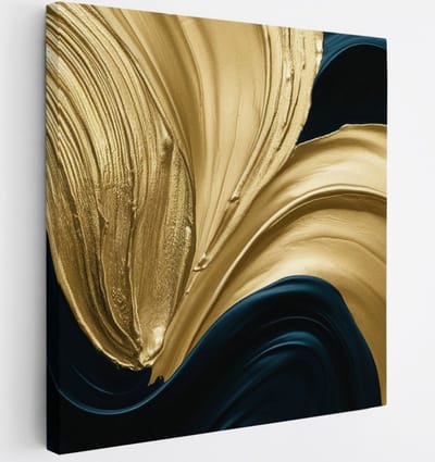 Saammp Canvas Schilderij - zwart goud - Abstract - 20x20 - Foto op canvas - Wanddecoratie - Muurdecoratie Woonkamer - Slaapkamer decoratie - Canvas Print