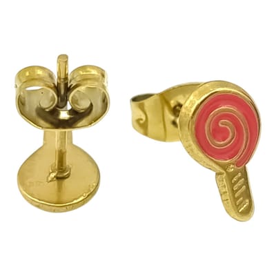 Kleine gold-plated stalen lolly oorknopjes - Hypoallergeen - Goudkleurig - 10 x 6 mm