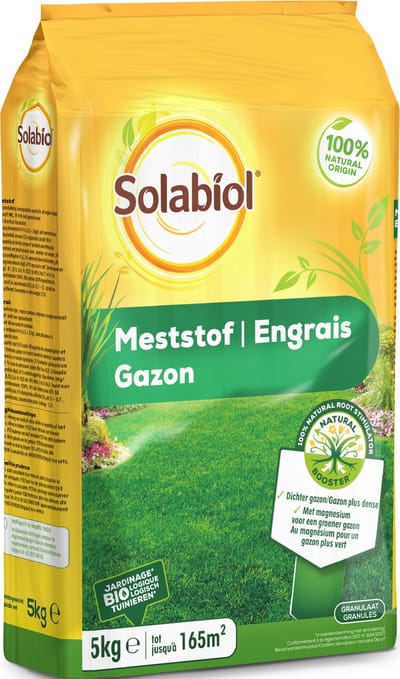 Solabiol Meststof voor Gazon - 5 kg - Meststoffen voor Gras - Mest - Tot 25% Dichter Gazon