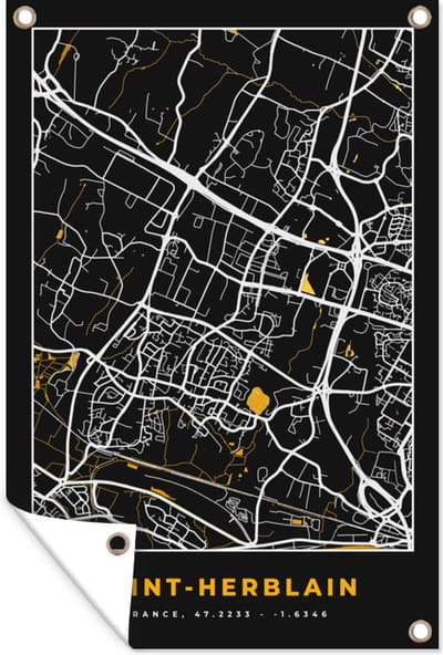 Muurdecoratie Saint-Herblain - Plattegrond - Frankrijk - Kaart - Stadskaart - 120x180 cm - Tuinposter - Tuindoek
