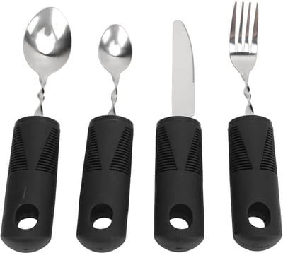Dailygoods- Adaptief Bestek Set - Verzwaarde Lepel/Vork/Mes - Roestvrij Staal - Ergonomisch Ontwerp - Geschikt voor Artritis/Parkinson - Gemakkelijk te Wassen - Gewicht Bestek