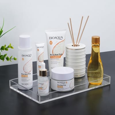 Dailygoods- Acryl Tray - Duurzaam en Elegant - Organizer - Doorzichtig - 24,5 x 15 x 2,2 cm - Geschikt voor Keuken/Slaapkamer/Woonkamer - Opbergbak