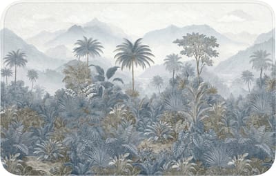 WC mat 80x50 cm - Antislip - Jungle - Landschap - Blauw - Toiletmat - Vloermat - Douchemat - Toilet tapijt - Toiletmatten