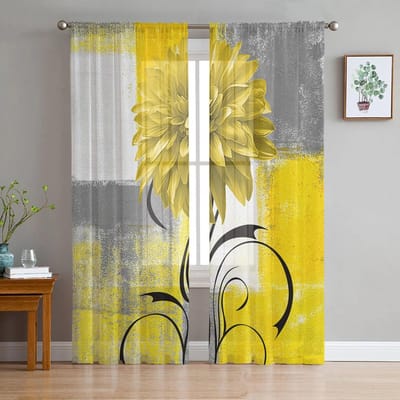 Lichtroze Grijs Wit Dahlia Textuur Tule Gordijnen voor Woonkamer Keuken Slaapkamer Doorzichtig Tule voor Café Hotel Moderne Huisdecoratie 135W x 114H(cm)