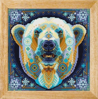 Diamond painting MANDALA Dieren IJSBEER - full diamond painting - vierkante steentjes