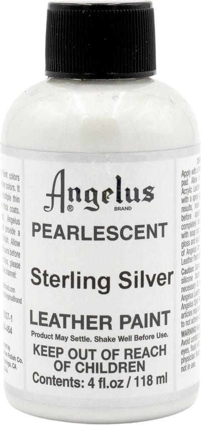 Angelus Leather Acrylic Paint - textielverf voor leren stoffen - acrylbasis - 118ml - Parelmoer Zilver