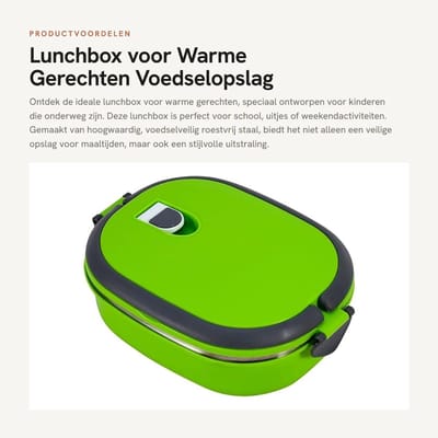 Dailygoods- Lunchbox Roestvrijstalen Isolatie - Voedselopslag - Warm Gerechten - Kinderen - Milieuvriendelijk - Comfortabele Handgreep - Voedselcontainer
