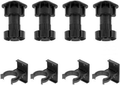 Keukenpoten set - Meubelpoten - Keukenonderkasten plaatsen - In hoogte verstelbaar - 4x 70mm - Zwart