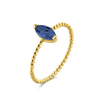 9NBG-0684-50 – New Bling – 14 karaat geelgouden ring – Met blauwe zirkonia – Maat 50