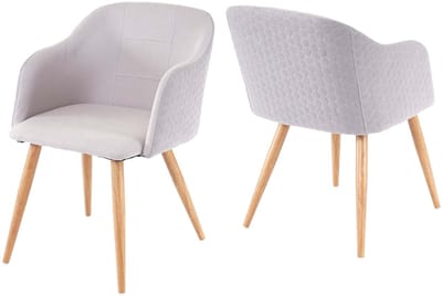 Set van 2 eetkamerstoelen MCW-D71, keukenstoel, retro design, armleuningen van stof/textiel ~ lichtgrijs-grijs