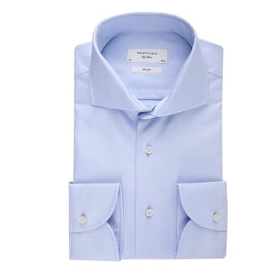 Profuomo - Hadleighs Royal Twill Shirt No6 Blauw - Heren - Maat 37 - Slim-fit
