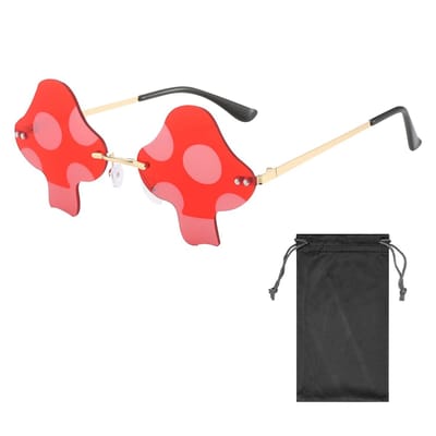 Cosensi - Frameless Mushroom Sunglasses - Rave Party - Uniek Design - Rood - Retro Zonnebril - Geschikt voor Mannen en Vrouwen - Polarized