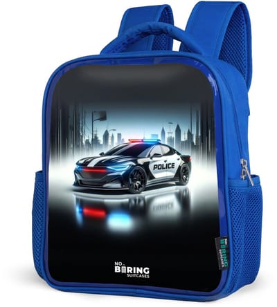NoBoringSuitcases.com® - Rugzak blauw - Schooltas jongens - Politie powercar - Kinder rugtas jongen - Boekentas kind - Kinderrugzak voor school - Schoolrugzak