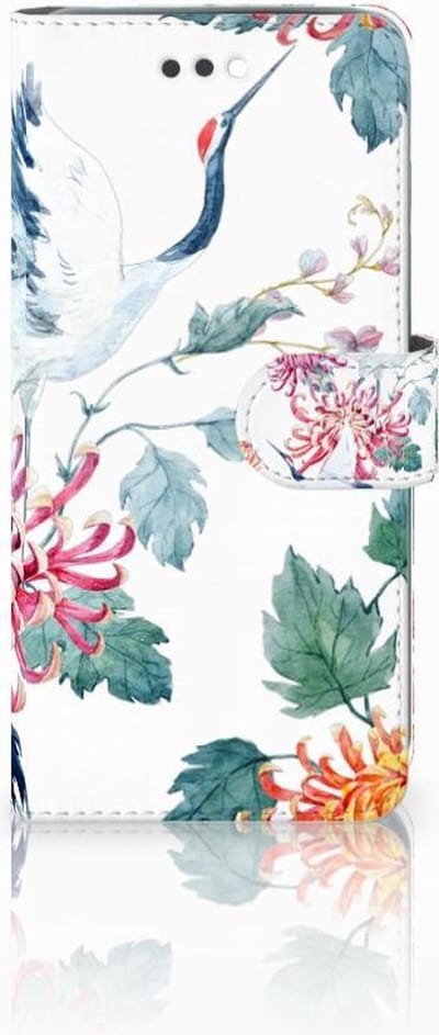 Book Case voor Apple iPhone 7 Plus | 8 Plus Telefoonhoesje met Pasjes Bird Flowers
