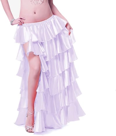 Elegante Lange Satijnen Rok voor Buikdans, Geschikt voor Vrouwen, Perfect voor Optredens en Feestjes
