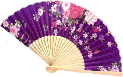 MerkIoos Luxe Bamboo Waaier - Festivalwaaier - Paars - 21 cm
