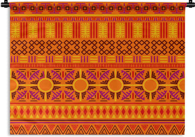 Wandkleed - Wanddoek - Patronen - Oranje - Zon - 60x45 cm - Wandtapijt