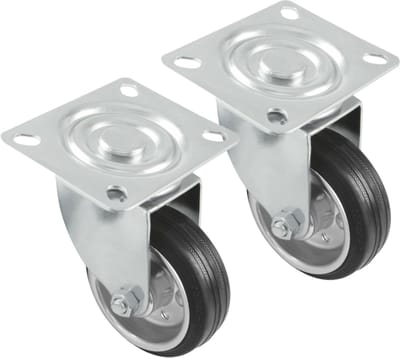 AMIG zwenkwiel/transportwiel - 2x - D80mm - rubber - 70kg draagvermogen - rollager