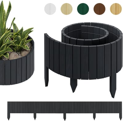 be4nature Flexibele tuinborder 200 x 40 cm Grijs Geïmpregneerde rollborder van hout Decoratieve border voor tuin of perk
