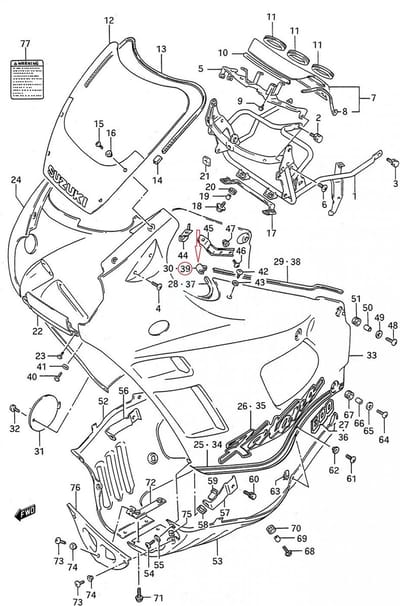 Jonc d'angle de carénage pour moto Suzuki 600 Gsx-F 1988 à 1996 09152-06024 Neuf