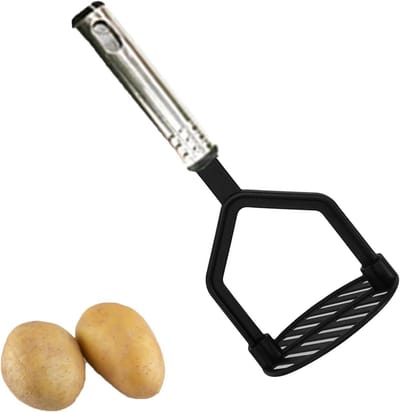 Aardappelstamper - Voedselmaalmachine - Puree Maken - Ergonomisch Handvat - 25.8 cm - Zwart