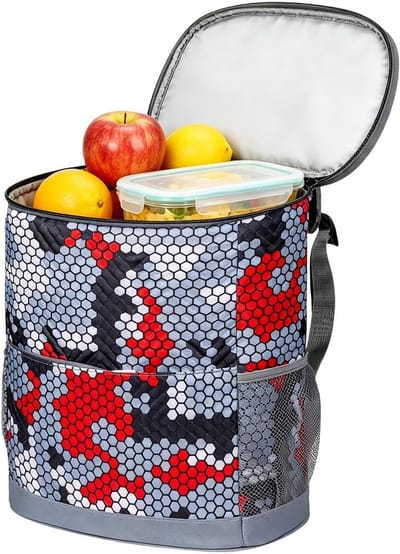 Reiskoeler Opvouwbare Doos - Zakkoeler Lunchtas - Eten Koel Houden - Lekvrije Constructie - 33x29cm - Zeshoekig Rood
